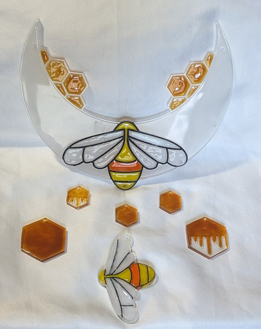 Stained Glass Glow In the Dark Bee Window Hanger