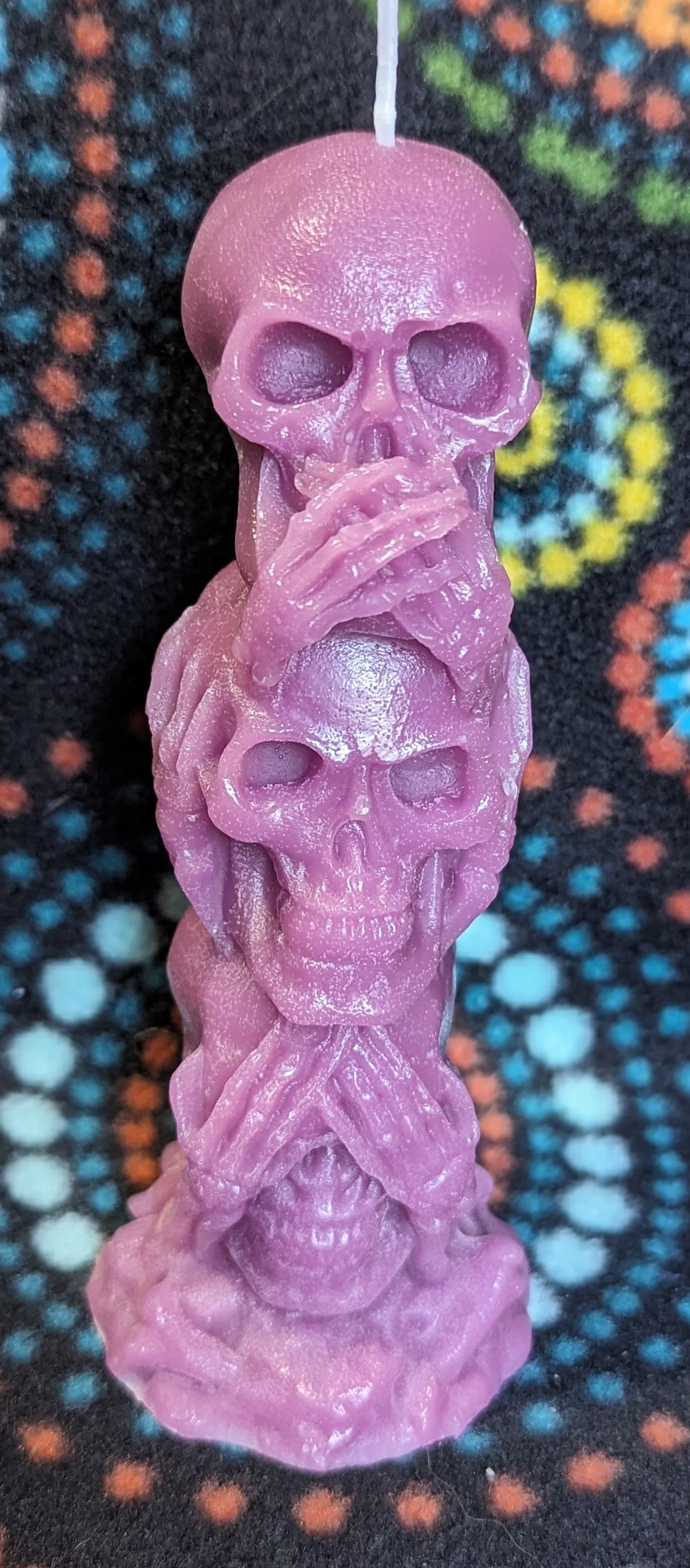 Lavender Skull Pillar Candle