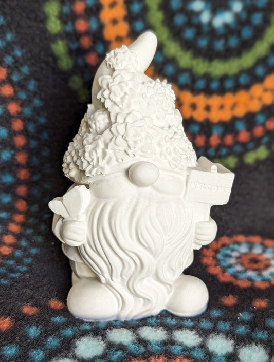 Unpainted Ceramic Welcome Gnome