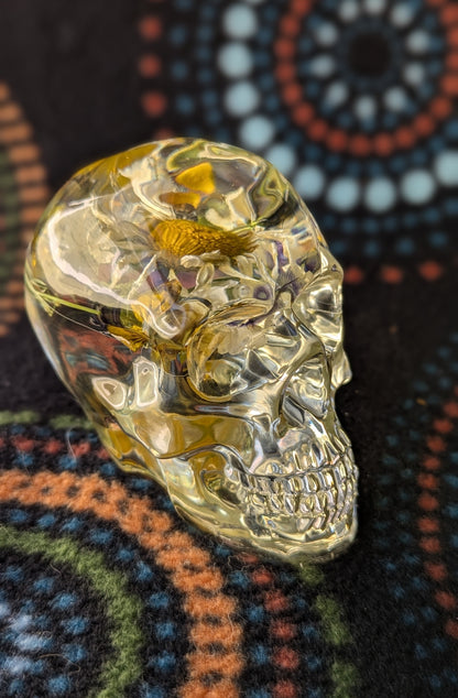 Large Flower Filled BPA Free Resin Skull